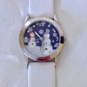 💲SALE💲 NWOT Blue Dial White Band Snowman Watch